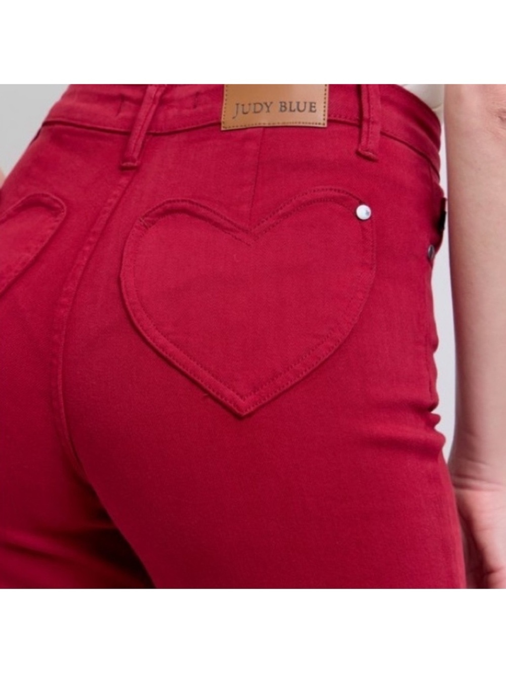 Judy Blue Heart Pocket High-Waist Straight Leg Jeans - Red (Size 9/29) NWT - Picture 3 of 8